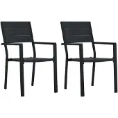 vidaXL Tuinstoelen 2 st hout-look HDPE zwart