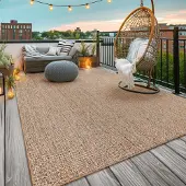 TT Home Wasbaar binnen- en buitenkleed, weerbestendig, tuin, terras, boho, effen gemêleerd