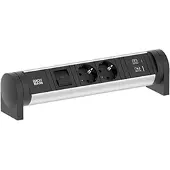 Bachmann CYCLE Bureauaansluiting: 2x CEE7/3, 1x schakelaar, 1x USB A/C, 22W, 0,2 meter, GST18