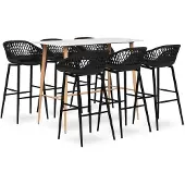 vidaXL 7-delige Barset wit en zwart