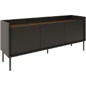 Selsey Tovi - Tv-meubel met 3 deuren, 140 cm, Zwart / Notenhoutlook