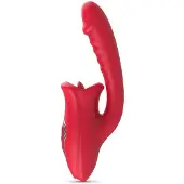 Teazers - Dildo met Clitoris Stimulator - Vibrators voor Vrouwen - Sex Toys voor Vrouwen - Dildo’s - Tong Vibrator - Dubbele Stimulatie - Rood