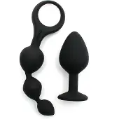 Rimba - Barcelona - Anaal Set Met Buttplug En Anaal kralen - Zwart