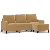 vidaXL Driezitsbank met voetenbank 180 cm fluweel bruin