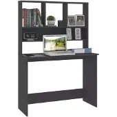 vidaXL Bureau met schappen 110x45x157 cm bewerkt hout grijs