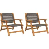 vidaXL Tuinstoel voor ontspanning, 2 stuks, zwart, massief acaciahout