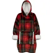 Atmosphera Snuggle hoodie - plaid - fleece -rood groen geblokt- met voering - met capuchon