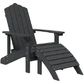 vidaXL Adirondack-tuinstoelen met voetenbankje en tafel, HDPE, antraciet