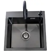 Lendo Online Spoelbak 44x44 cm Zwart met Kraan & Dispenser