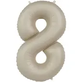 Folat - Folieballon Cijfer 8 Creamy Latte - 86 cm