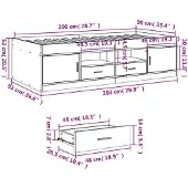 vidaXL Slaapbank met lades zonder matras 90x200 cm gerookt eikenkleur