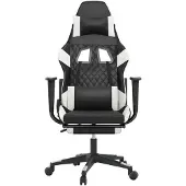 vidaXL Gamestoel met voetensteun kunstleer zwart en wit