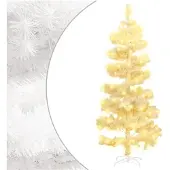 vidaXL Kunstkerstboom met verlichting en standaard 150 cm PVC wit