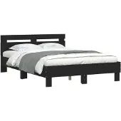 vidaXL Bedframe met hoofdbord bewerkt hout zwart 120x200 cm
