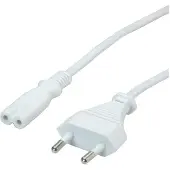Value Euro stroomkabel met platte stekker naar C7, 2 polig, wit, 1,8 m