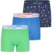 Happy Shorts Boxershorts ' Jersey ' blauw / donkerblauw / lichtgroen