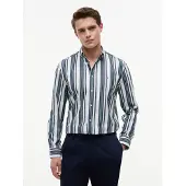 Tommy Hilfiger Overhemd 'Regular Fit Multicolour Stripe' smaragd / mintgroen / wit