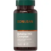 Bonusan Betaïne HCl Complex | 120 Capsules | Formule met betaïne HCl, pepsine, gentiaanwortel, zoethoutwortel en zink (120 Capsules)