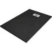 Mexen Hugo rechthoekige SMC-douchebak 130 x 70 , zwart, inox afdekplaat - 42707013-X