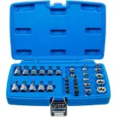 Bgs Bits, Bits- en doppenset 10 mm (3/8") T-profiel (voor Torx) 34 stuks. (T-profiel)