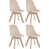 CLP Borneo Set van 4 eetkamerstoelen - Fluweel creme natura