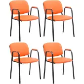CLP Ken Pro - Stapelstoelen Set van 4 - armleuningen - zwart - 150 kg - Kunstleer/oranje