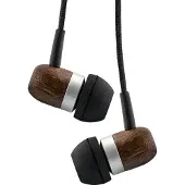 InLine 55357, oordopjes van hout, in-ear headset met kabelmicrofoon en bedieningsknop, walnoot