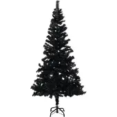 vidaXL Kunstkerstboom met verlichting en kerstballen 240 cm PVC zwart