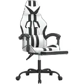 vidaXL Gamestoel met voetensteun kunstleer wit en zwart