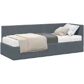 vidaXL Hoekbedframe met Matras met hoofdeinde 2 st Grijs Fluweel