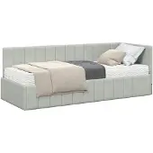 vidaXL Hoekbedframe met Matras 2 st Lichtgrijs 80 x 200 cm Fluweel