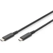 Digitus AK-300343-008-S USB-kabel USB 3.2 Gen2, USB 3.2 Gen2x2, USB 3.2 Gen1 USB-C, USB-C stekker 0.80 m Zwart Flexibel, Afgeschermd, Met USB