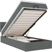 vidaXL Ottoman bed met matras 100x200cm stof donkergrijs