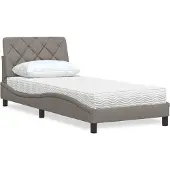 vidaXL Bed met matras stof taupe 90x200 cm