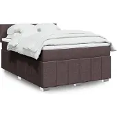 vidaXL Boxspring met matras stof donkerbruin 140x200 cm
