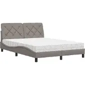 vidaXL Bed met matras stof taupe 140x190 cm