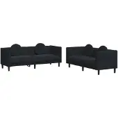 vidaXL 2-delige Loungeset met kussens fluweel zwart