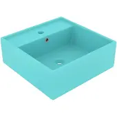 vidaXL Wastafel met overloop vierkant 41x41 cm keramiek mat lichtgroen