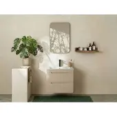Vente-unique Zwevend badkamermeubel met inbouwwaskom - Beige - 60 cm - ARUBA