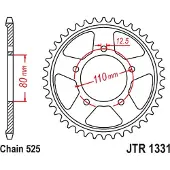 JT Sprockets 525 Jtr1331.42zbk Steel Achtertandwiel