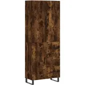 vidaXL Hoge kast, gerookt eikenfineer, 69,5 x 34 x 180 cm, houtvezelplaat