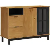 vidaXL Dressoir met glazen deuren FLAM 110x40x80 cm massief grenenhout