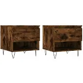 vidaXL Salontafels 2 st 50x46x50 cm bewerkt hout gerookt eikenkleurig