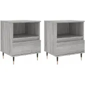 vidaXL Nachtkastjes 2 st 40x35x50 cm bewerkt hout grijs sonoma eiken