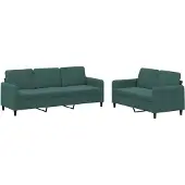 vidaXL 2-delige Loungeset fluweel donkergroen