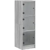 vidaXL Hoge kast met glazen deuren 35x37x109 cm grijs sonoma eiken
