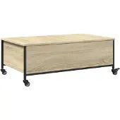 vidaXL - Salontafel - met wielen - 91x55x34 - cm - bewerkt hout - sonoma - eiken