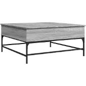 vidaXL Salontafel 95x95x45 cm bewerkt hout en metaal grijs sonoma