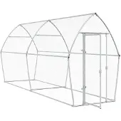 vidaXL Kippenhok 400x105x182 cm gegalvaniseerd staal zilverkleurig