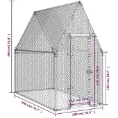 vidaXL Kippenhok 200x100x190 cm gegalvaniseerd staal zilverkleurig